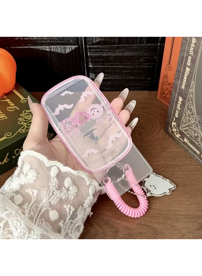 Pink Bat Pumpkin Head TPU Card Holder Keychain Slide Cover Halloween Gift - Image 5